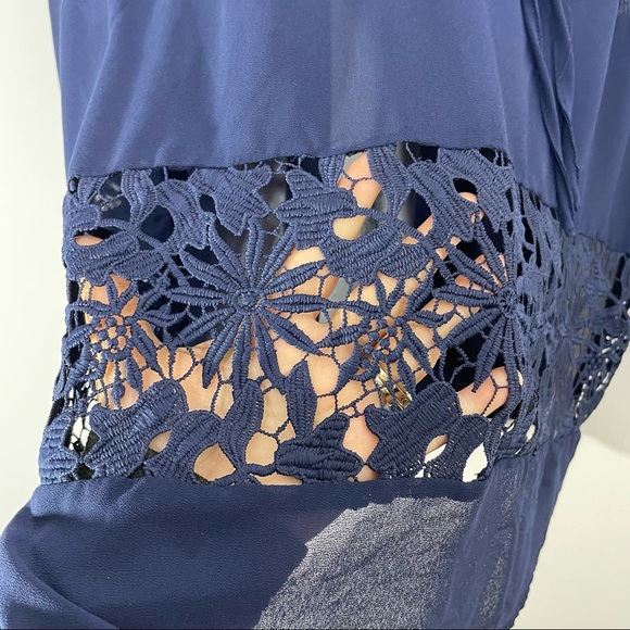 CURATIONS Boho Embroidered Lace Tunic with Balloon 3/4 Sleeves XL - Picture 5 of 9